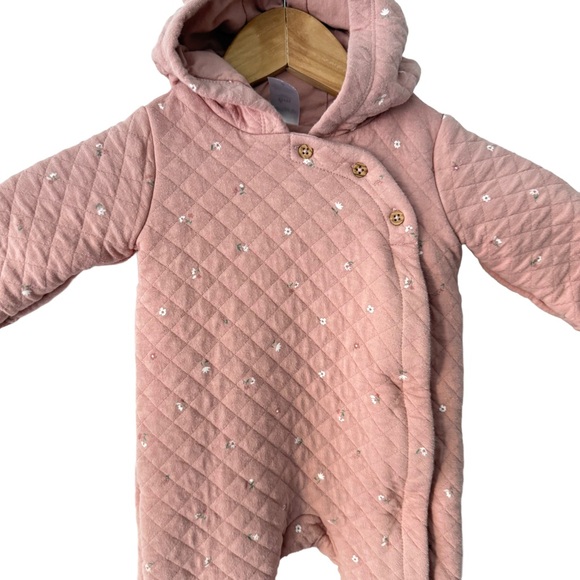 Carter's Soft Blush Pink Floral Quilted One Piece Bunting 6 Months - Picture 2 of 9